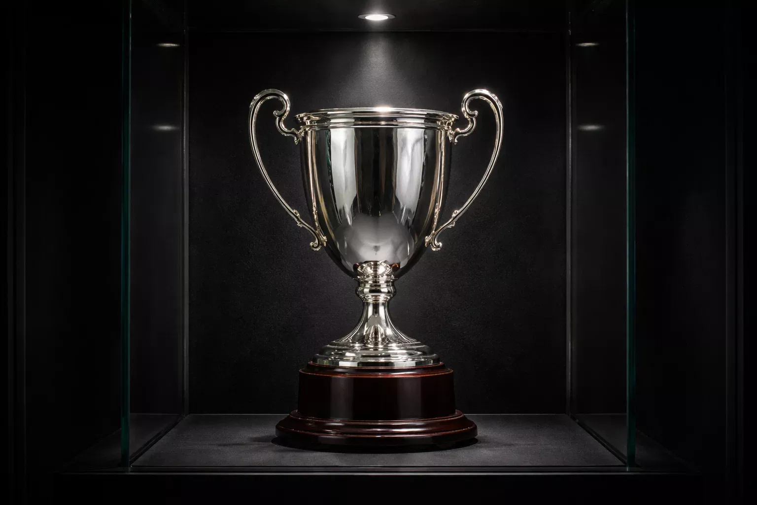 Trofeo de la Copa Libertadores exhibido en vitrina iluminada