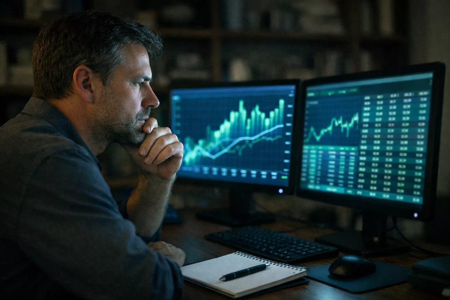 Apostador profesional analizando cuotas en múltiples pantallas